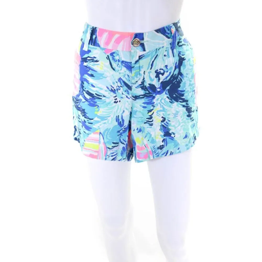 Lily Pulitzer Womens Cotton Abstract Print Callahan Shorts Blue Size 10